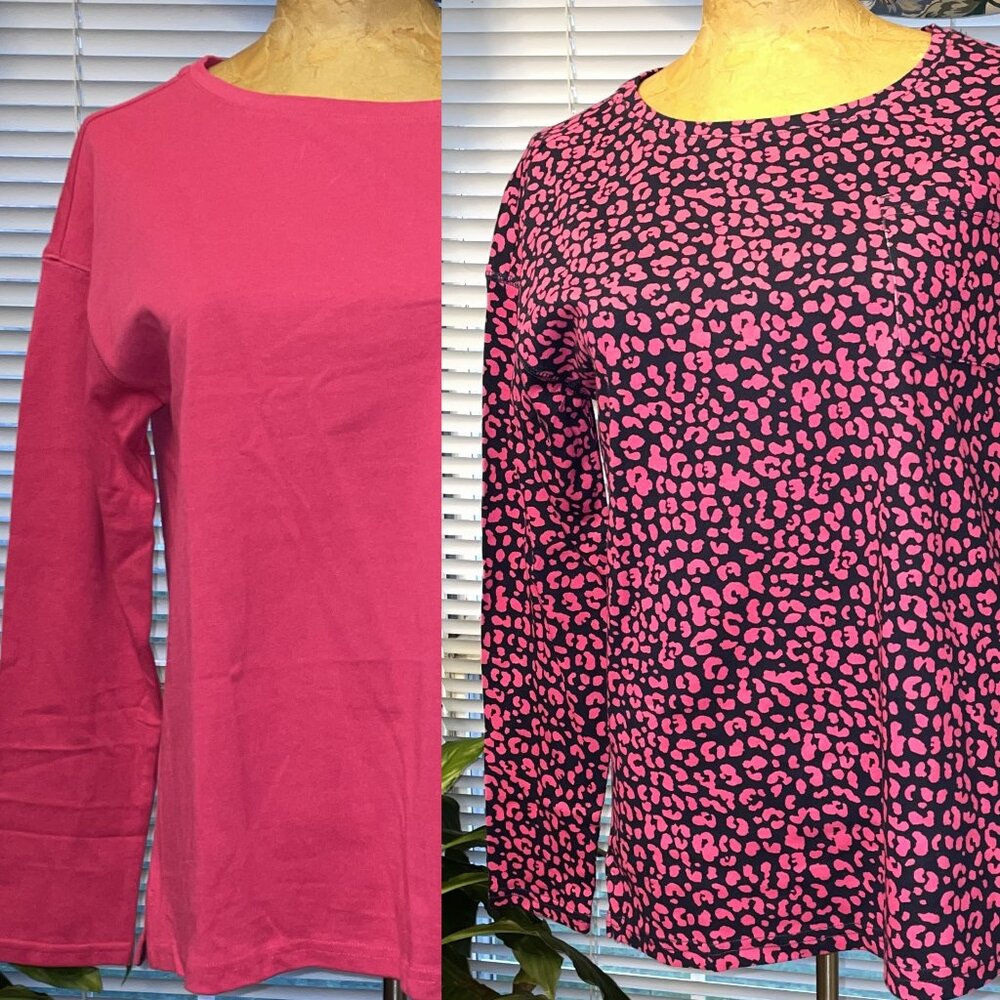 NWT 2 JOULES Marina Tops Pink & Pink Leopard sz 2 XS S 4 6
